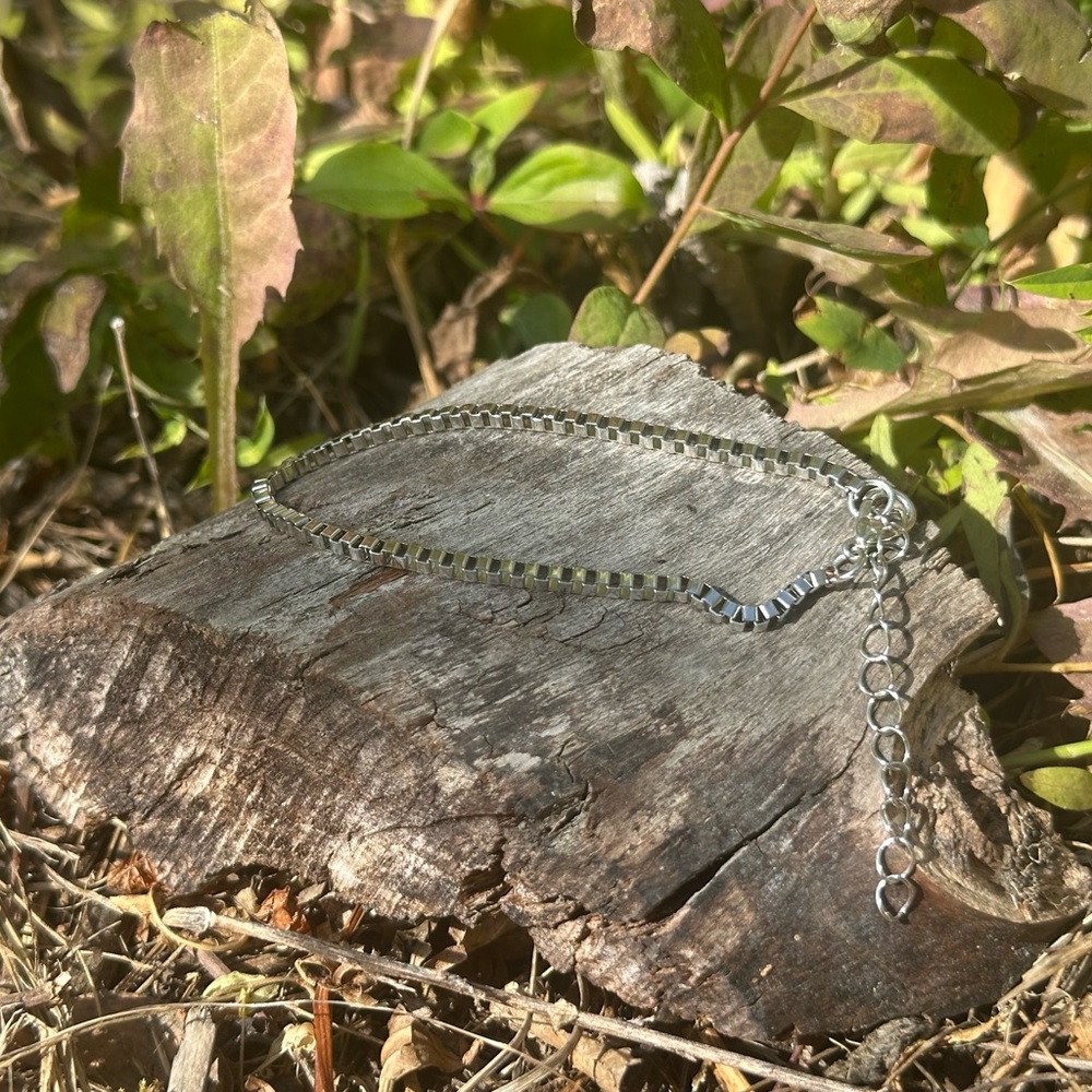 Sterling Silver Plated Box Chain Bracelet